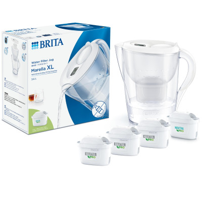Фільтр-глечик для води BRITA Marella MEMO XL + 1 картридж All-in-1 + 3 картриджі Expert для жорсткої води